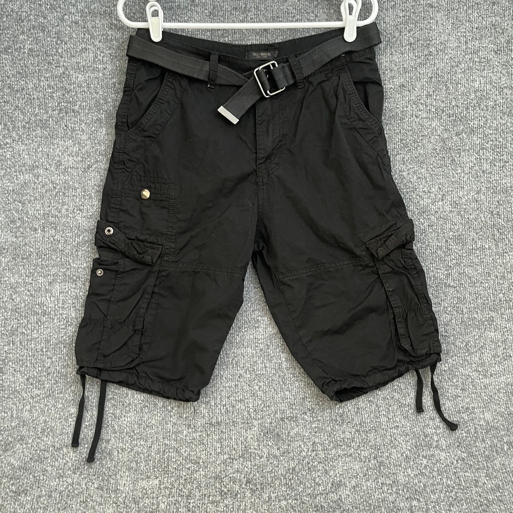 Blu Rock New York Cargo Shorts Mens Sz 30 Black Goth Belt N Loop